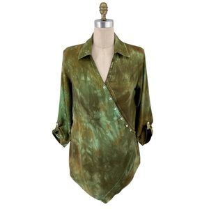 Soft Surroundings Tie-Dye Crossover-Front Asymmetrical Tunic Size M